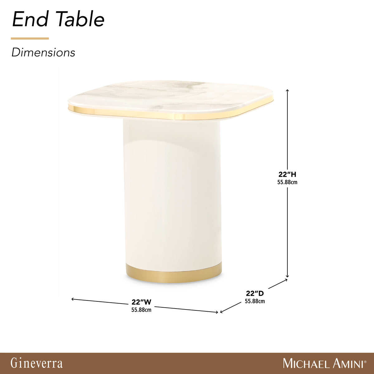 Gineverra Ivory Gold End Table - Ornate Home