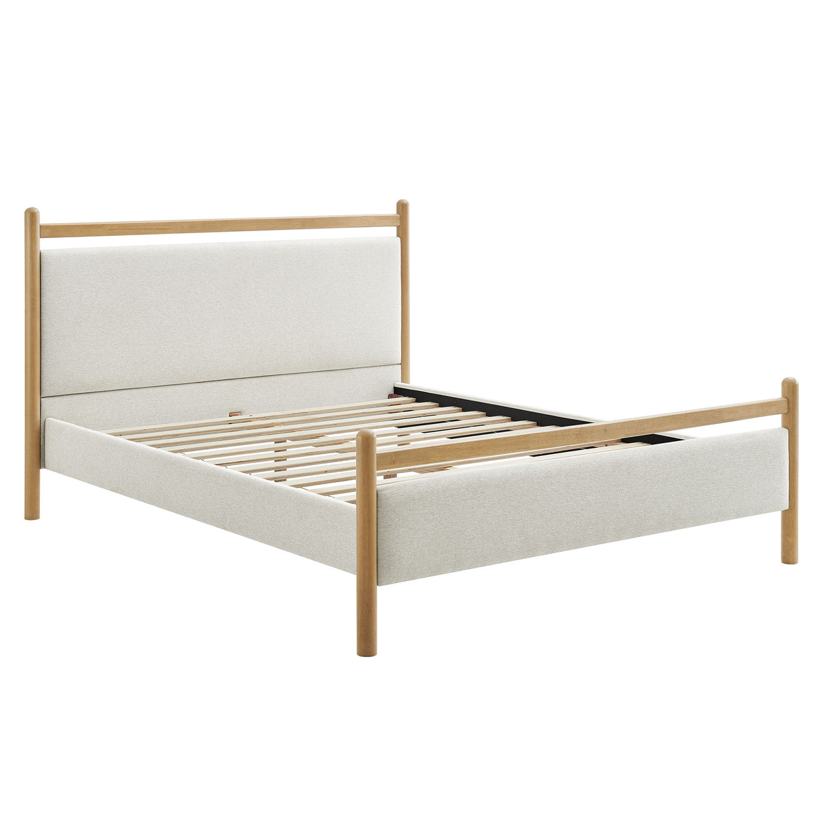 Ginny Light Oak Heathered Ivory King Size Platform Bed Frame - Ornate Home
