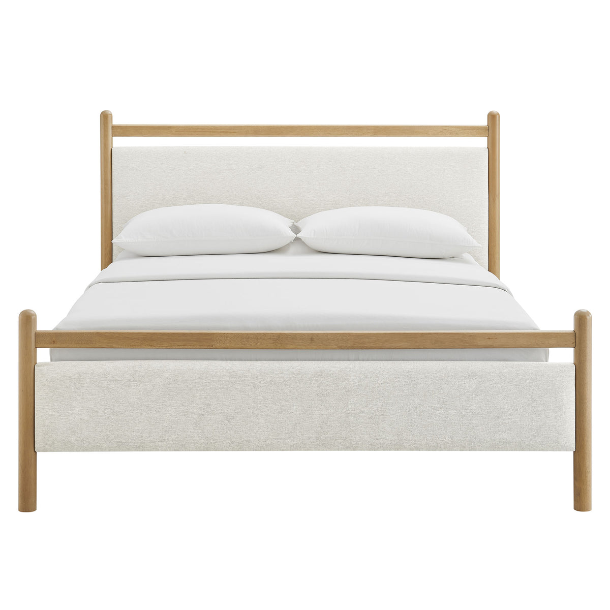 Ginny Light Oak Heathered Ivory King Size Platform Bed Frame - Ornate Home