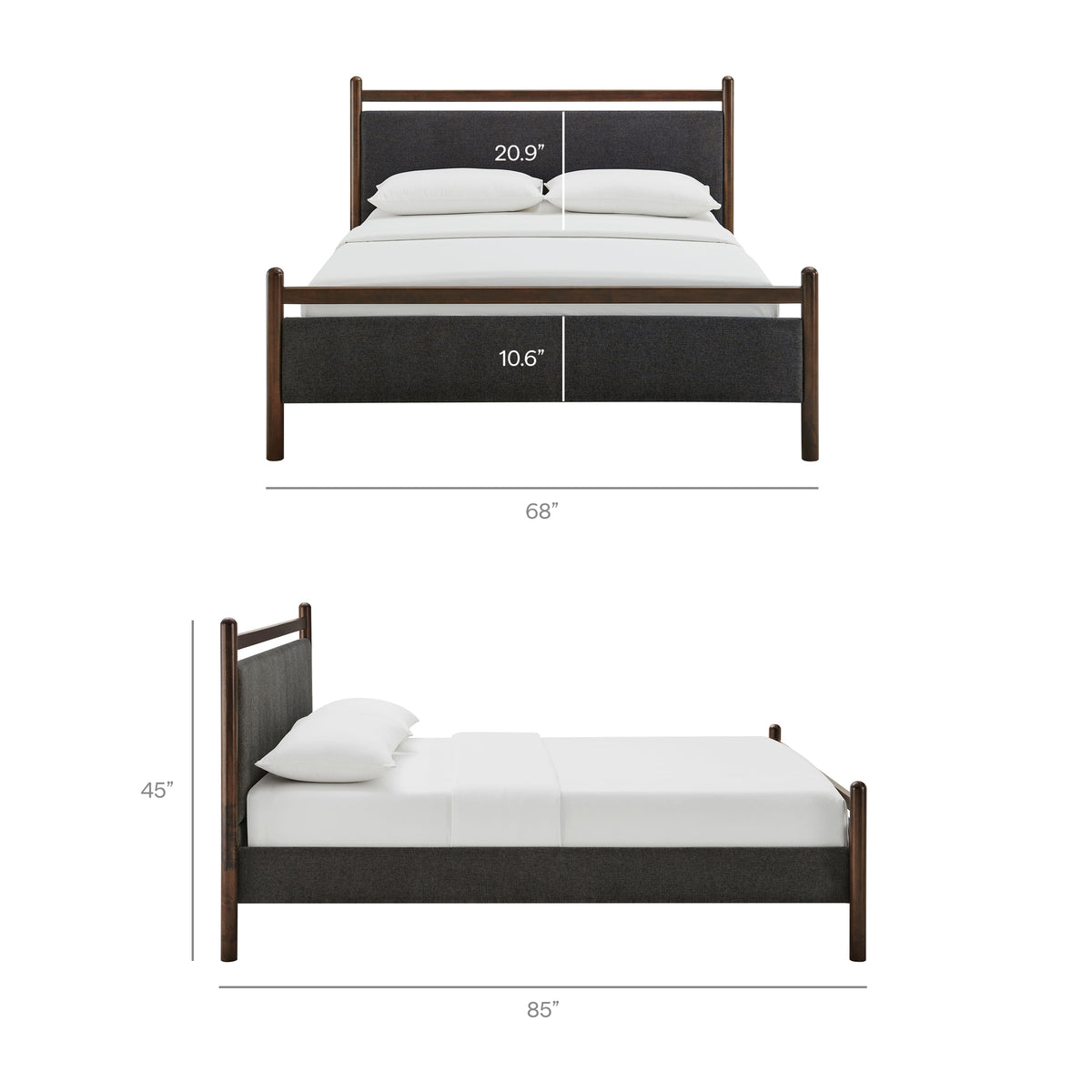 Ginny Wenge Heathered Dark Gray Queen Size Platform Bed Frame - Ornate Home
