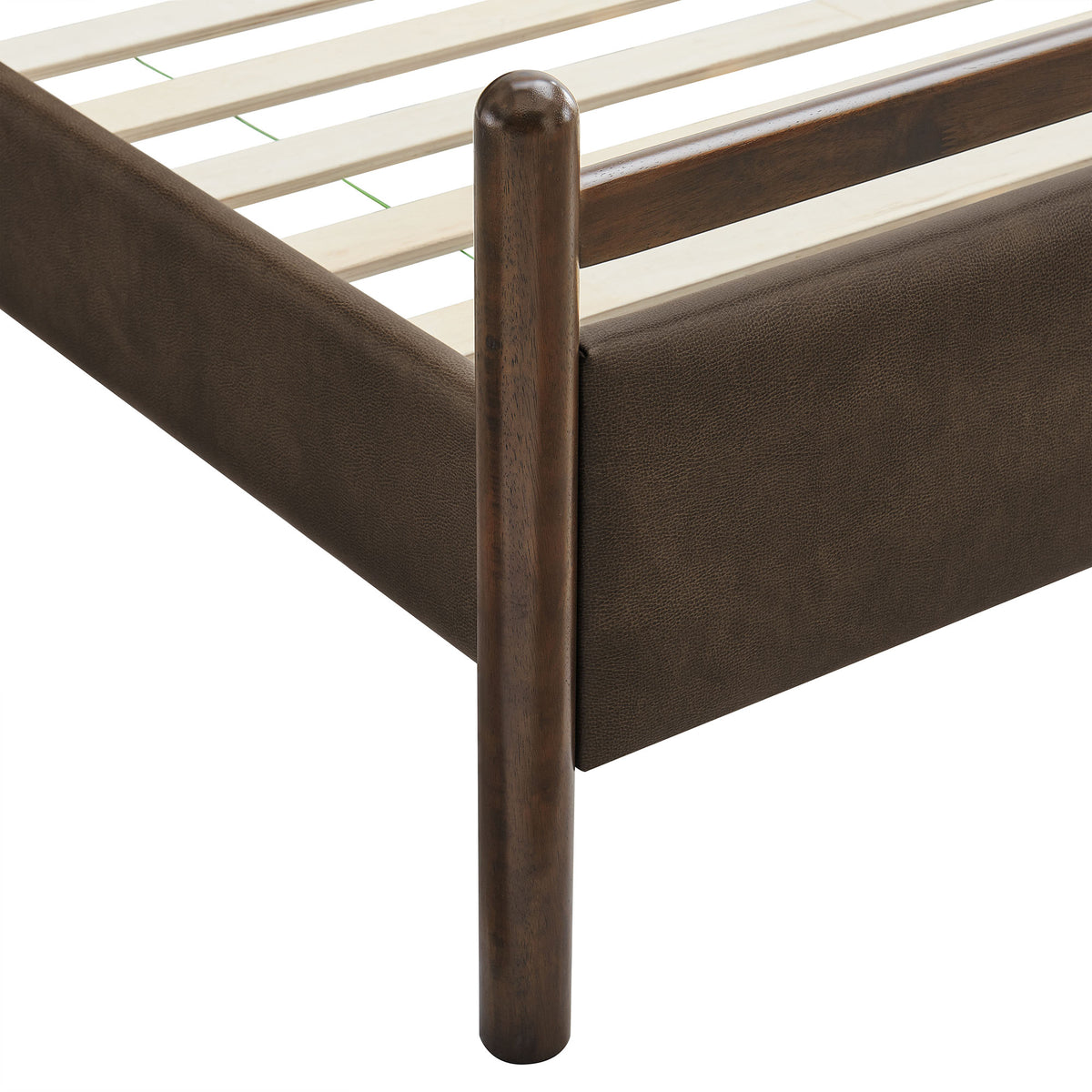 Ginny Wenge Mushroom King Size Vegan Leather Platform Bed Frame - Ornate Home