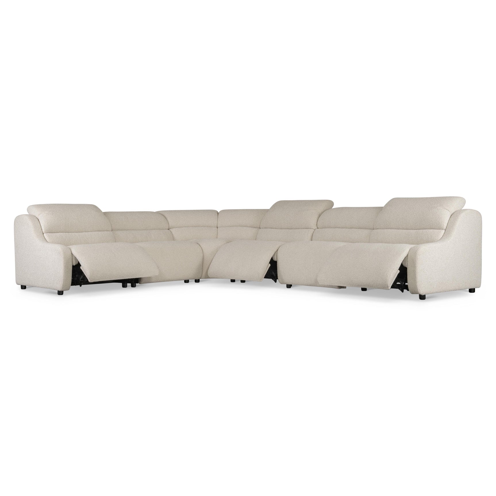 Gio White/Cream 6-Piece Fabric Power Motion Sectional - Ornate Home