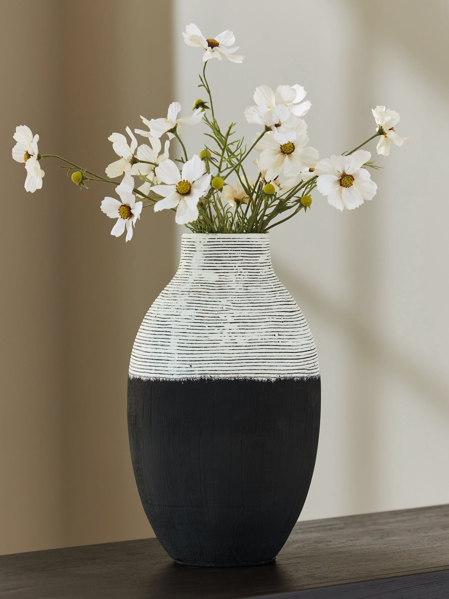 Girtha Antique White/Black Vase (13''H) (Online Special Price) - Ornate Home