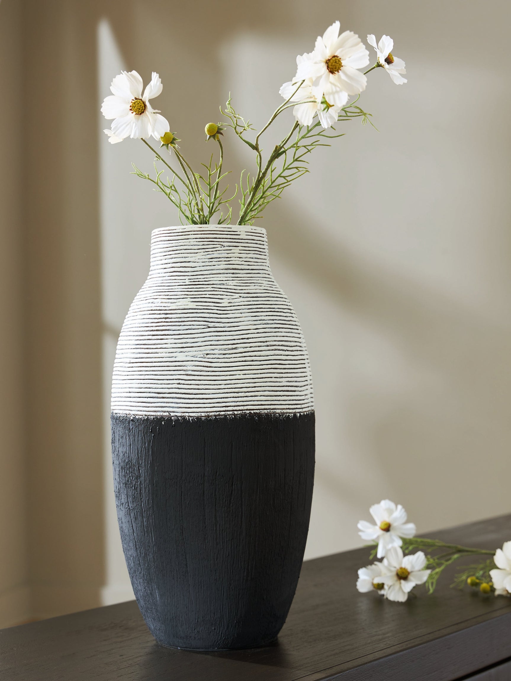 Girtha Antique White/Black Vase (16''H) (Online Special Price) - Ornate Home