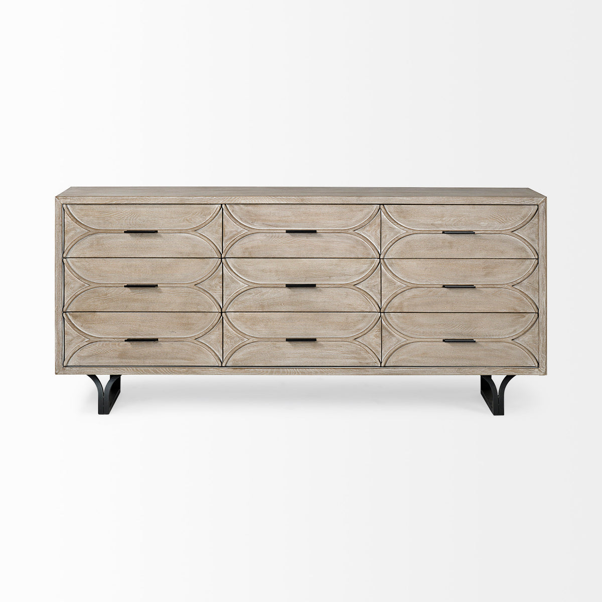 Giselle Brown/Black Fir Veneer 9 Drawer Sideboard - Ornate Home