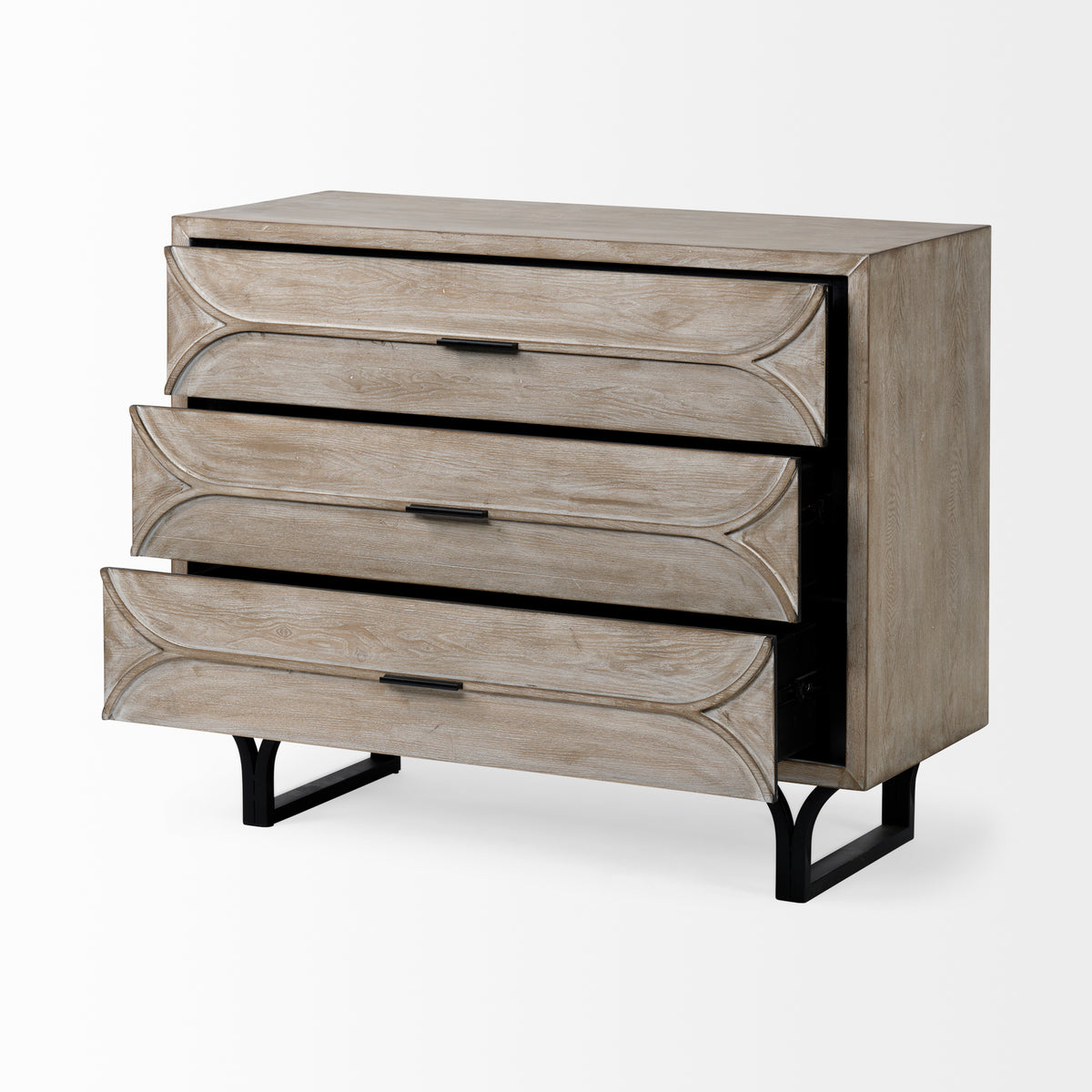 Giselle Light Brown Fir Veneer 3 Drawer Accent Cabinet - Ornate Home