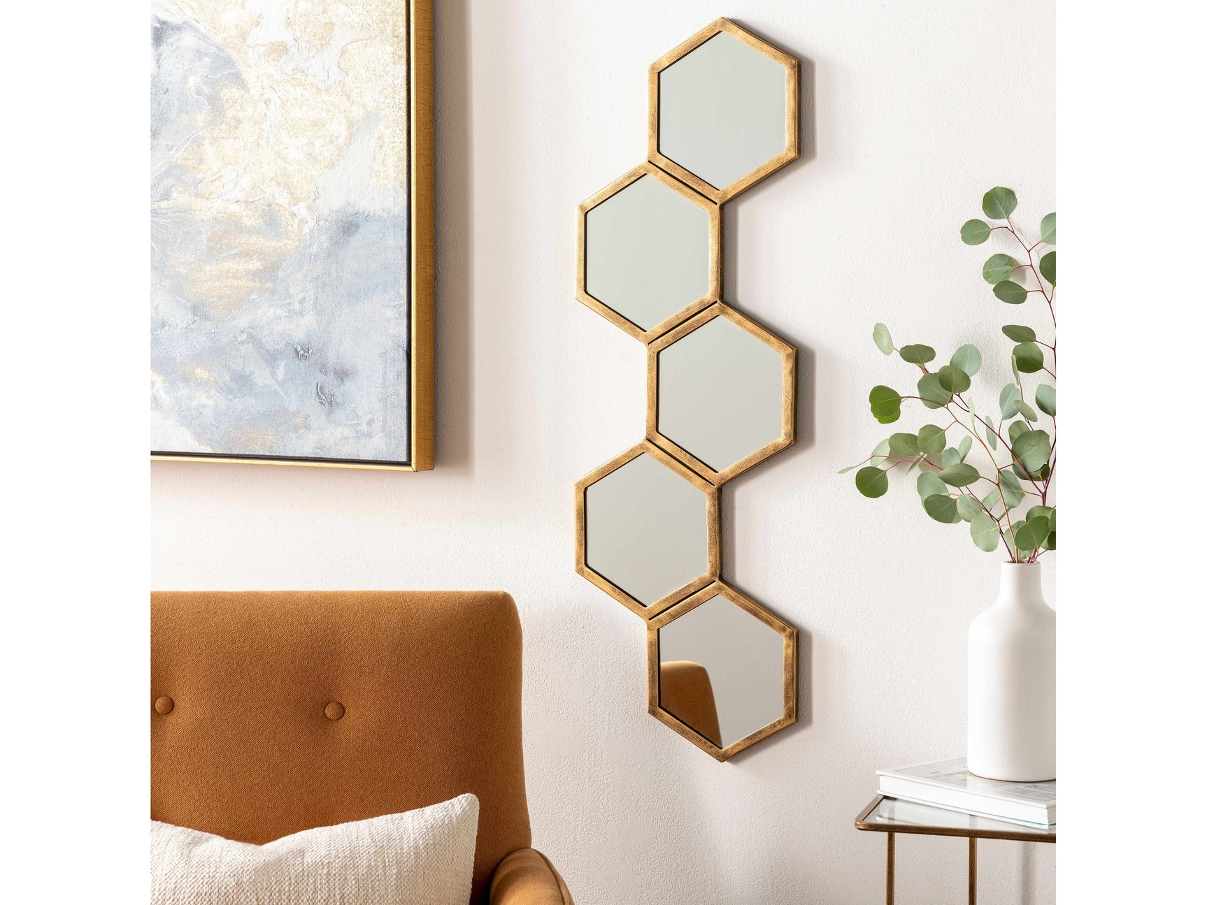 Gitagum Rustic Gold Honeycomb Mirror - Ornate Home