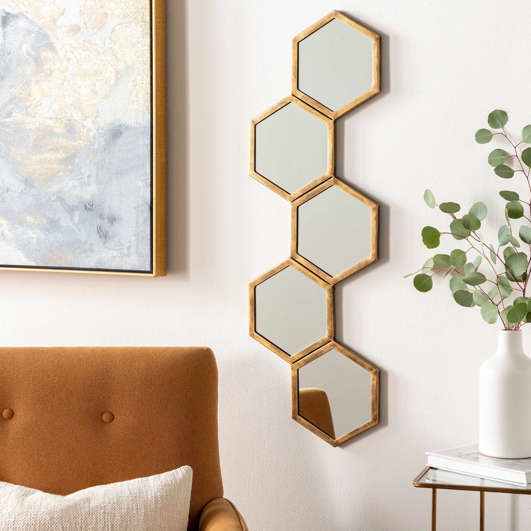 Gitagum Rustic Gold Honeycomb Mirror - Ornate Home