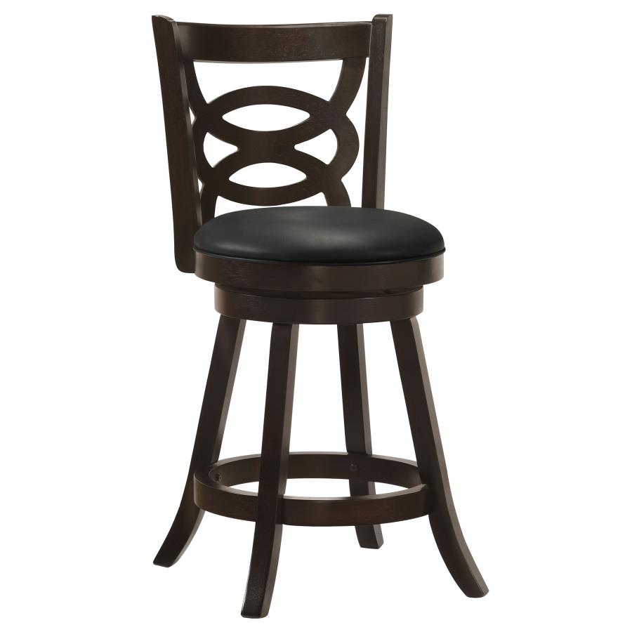 Giulia Cappuccino Swivel Counter Height Stools w/ Upholstered Seat (Set of 2) - Ornate Home