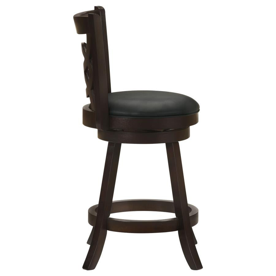Giulia Cappuccino Swivel Counter Height Stools w/ Upholstered Seat (Set of 2) - Ornate Home