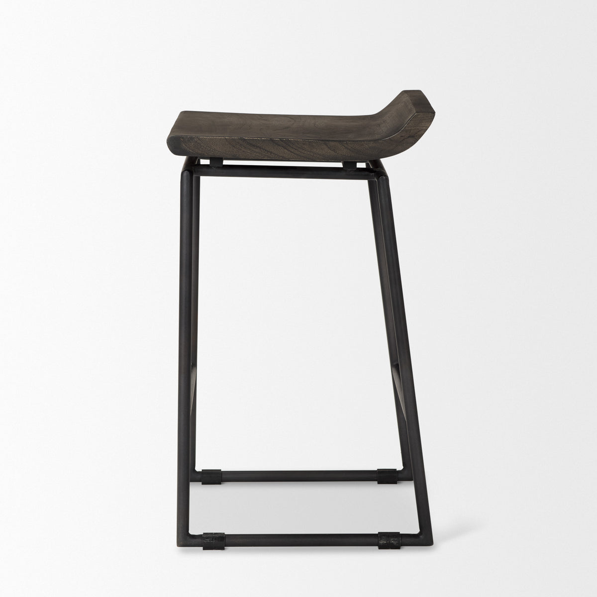 Givens Black Wood Seat Frame Stool - Ornate Home