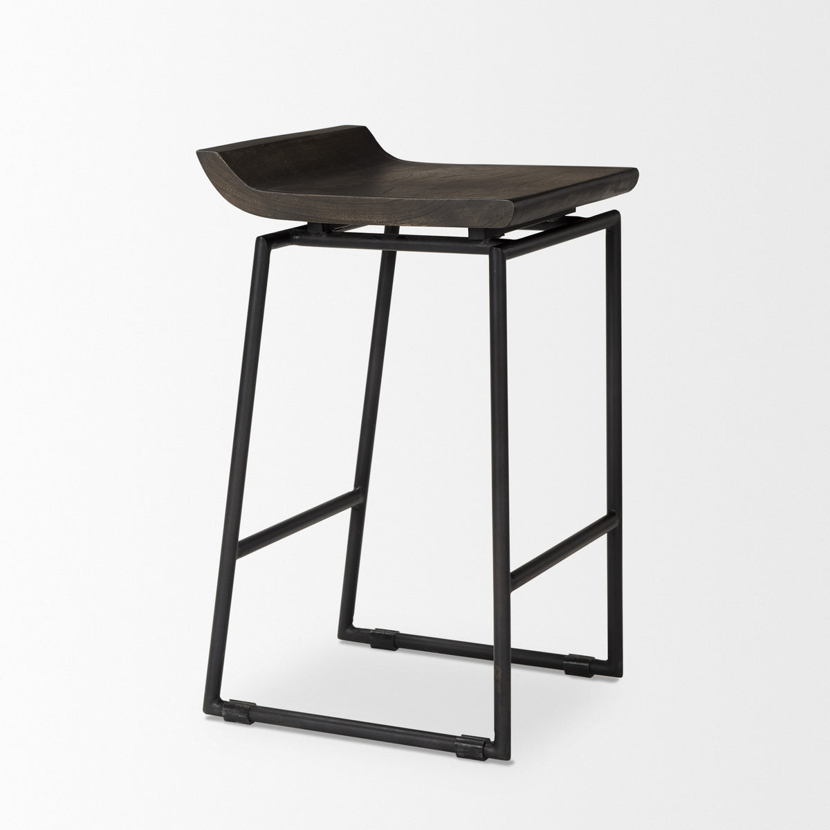 Givens Black Wood Seat Frame Stool - Ornate Home