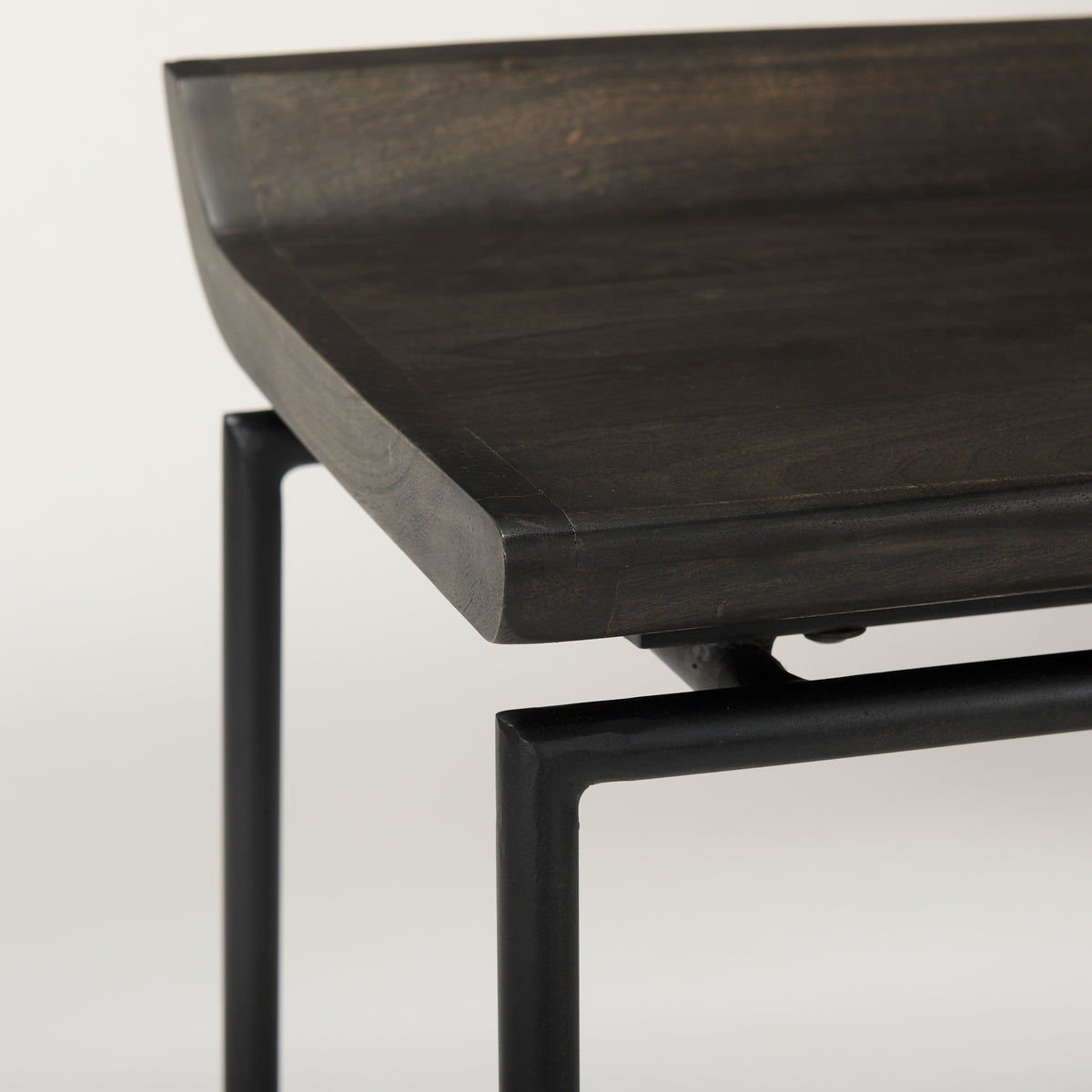 Givens Black Wood Seat Frame Stool - Ornate Home