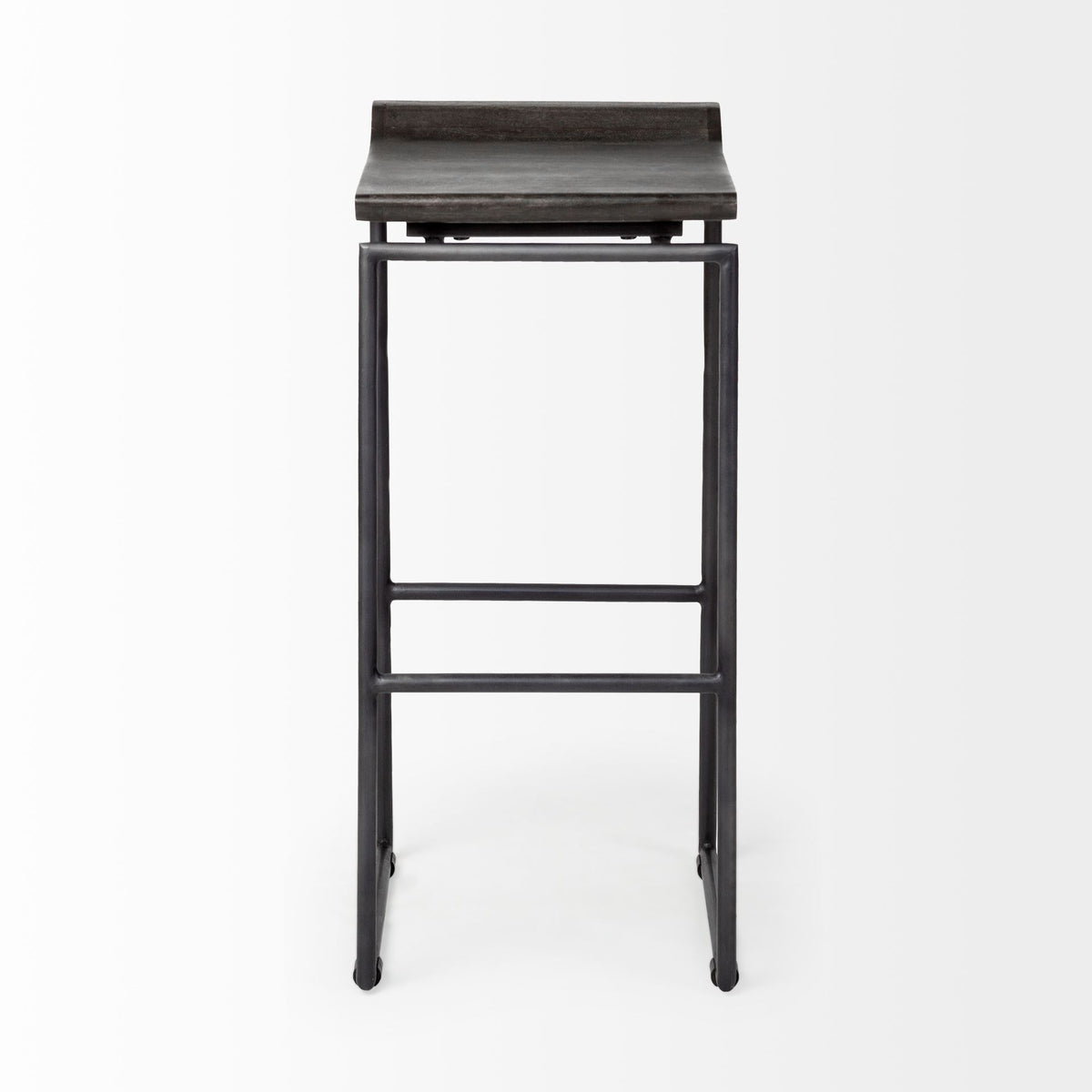 Givens Black Wood Seat Metal Base Stool - Ornate Home