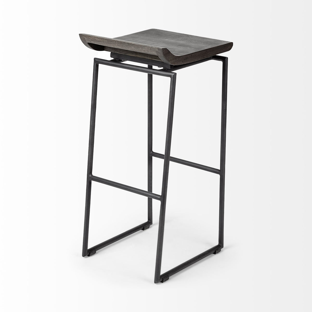 Givens Black Wood Seat Metal Base Stool - Ornate Home