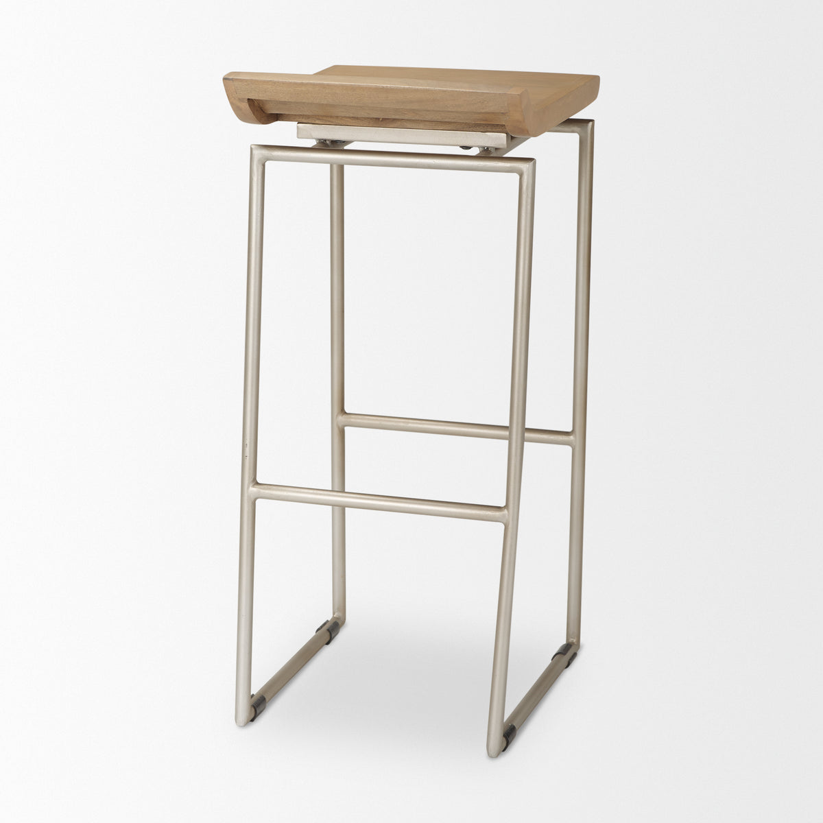 Givens Brown/Silver Wood Barstool - Ornate Home