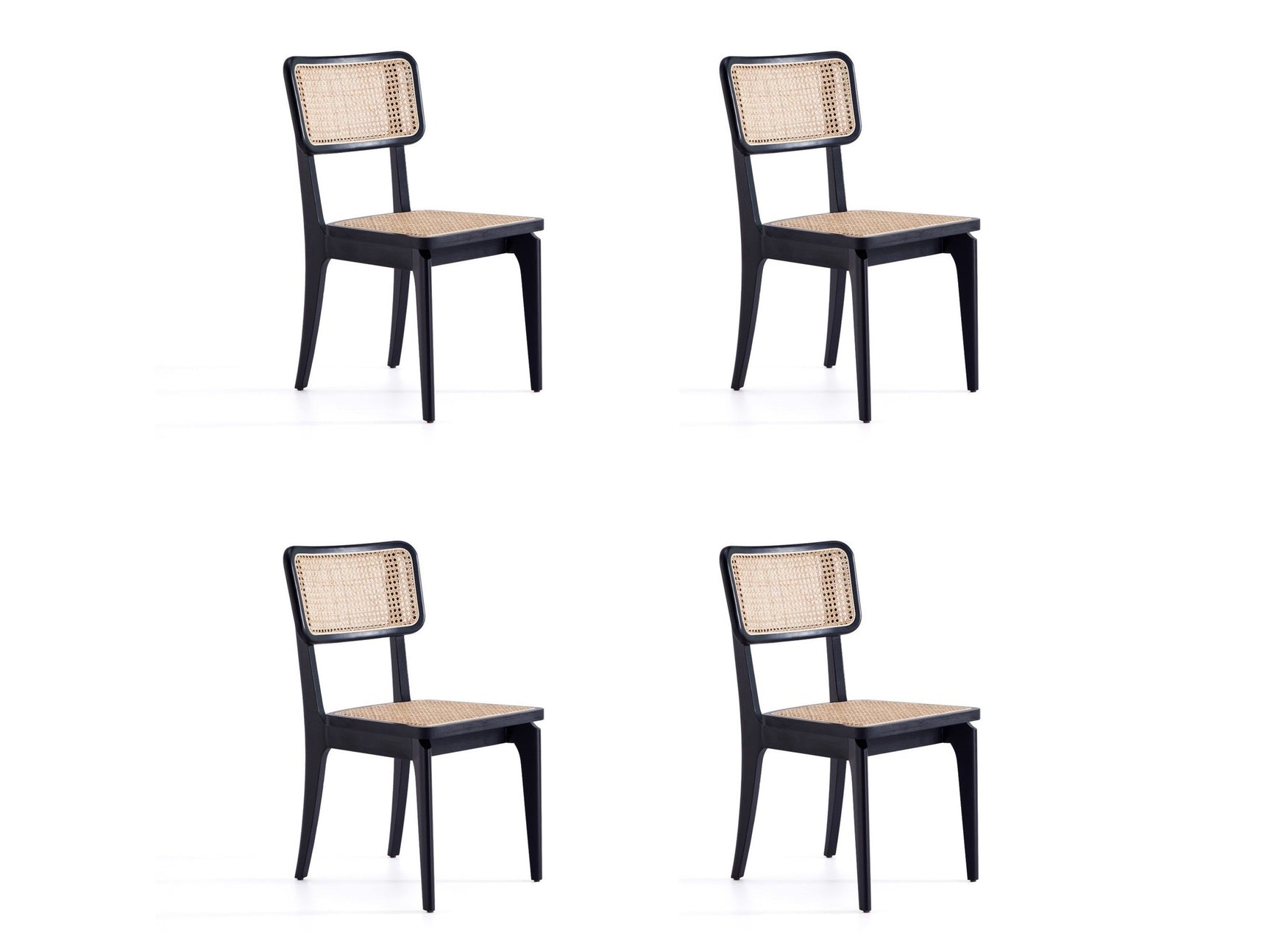 Giverny Dining Chair in Black and Natural Cane (set of 4) - Ornate Home