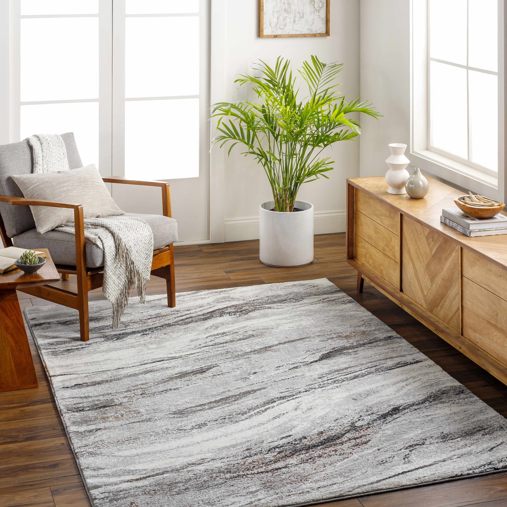 Glain Gray & Brown Marble Area Rug - Clearance - Ornate Home