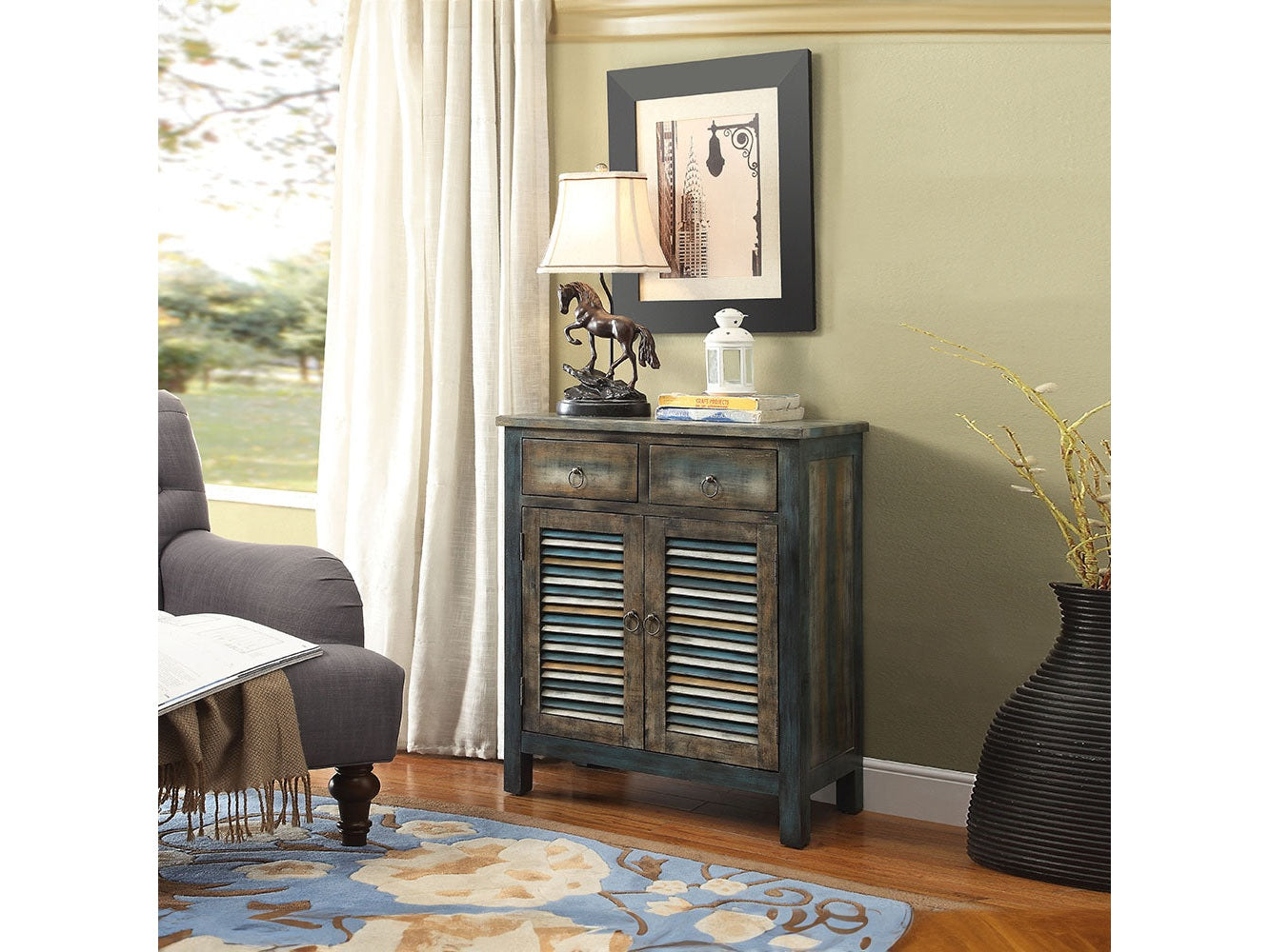 Glancio Oak Console Cabinet - Ornate Home