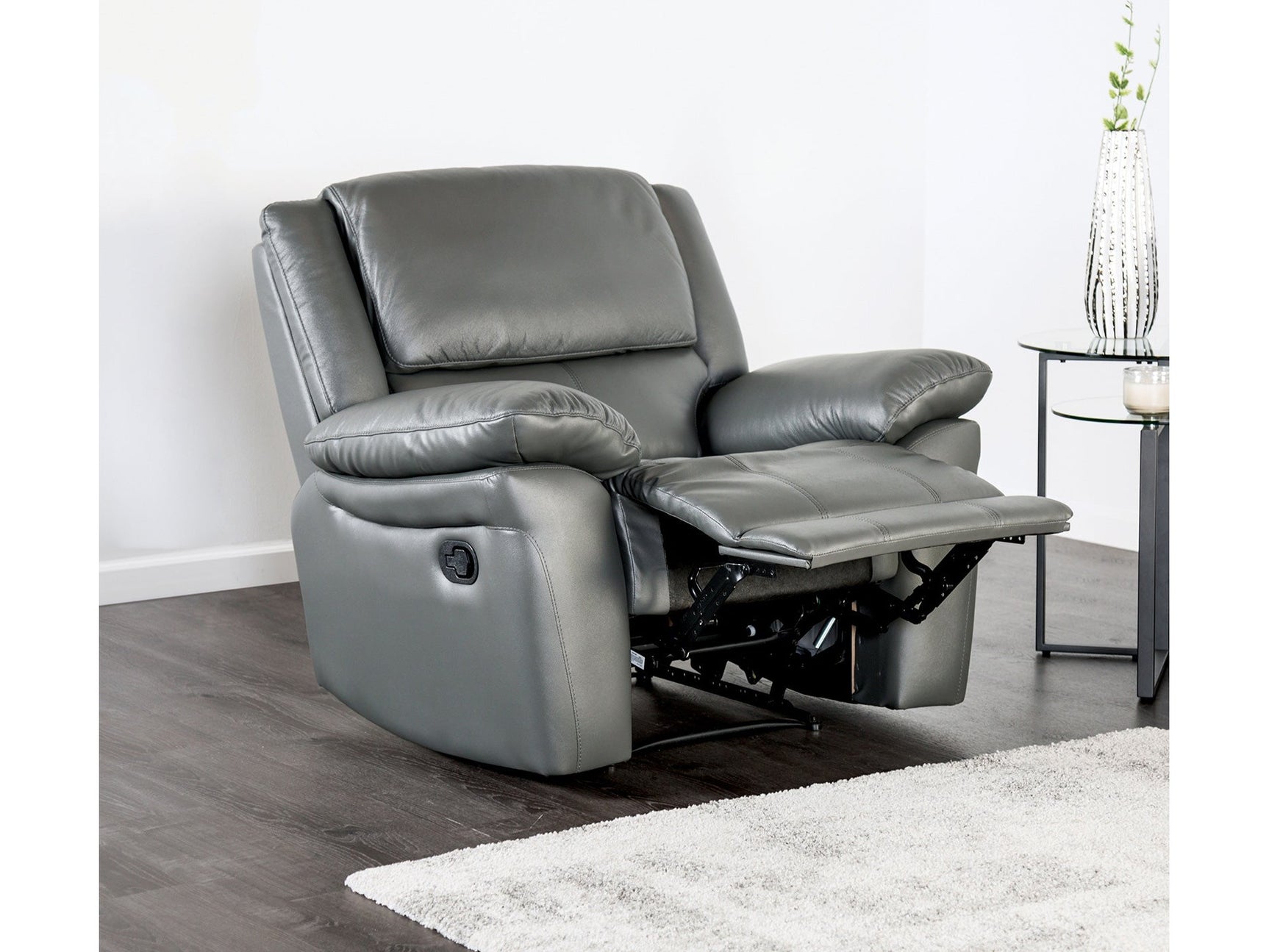 Glarus Dark Gray Leather Match Recliner - Ornate Home