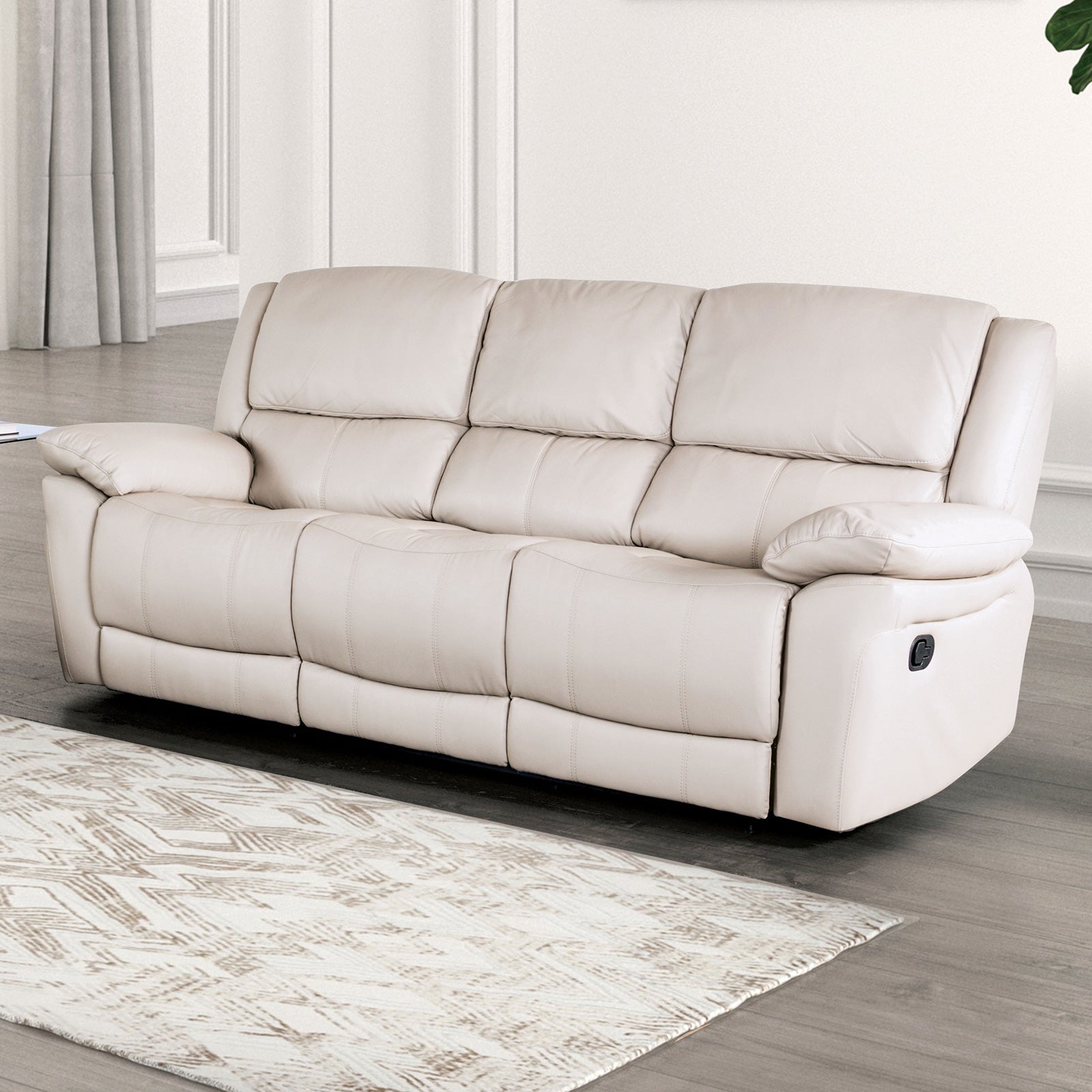 Glarus White Leather Match Reclining Living Room Set - Ornate Home