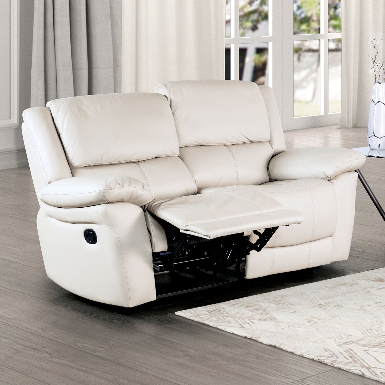 Glarus White Leather Match Reclining Living Room Set - Ornate Home