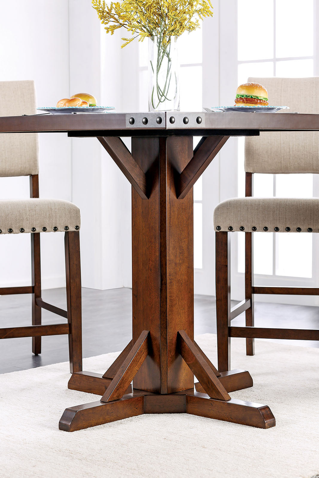 Glenbrook Brown Cherry/Ivory 5 Pc. Counter Height Table Set - Ornate Home