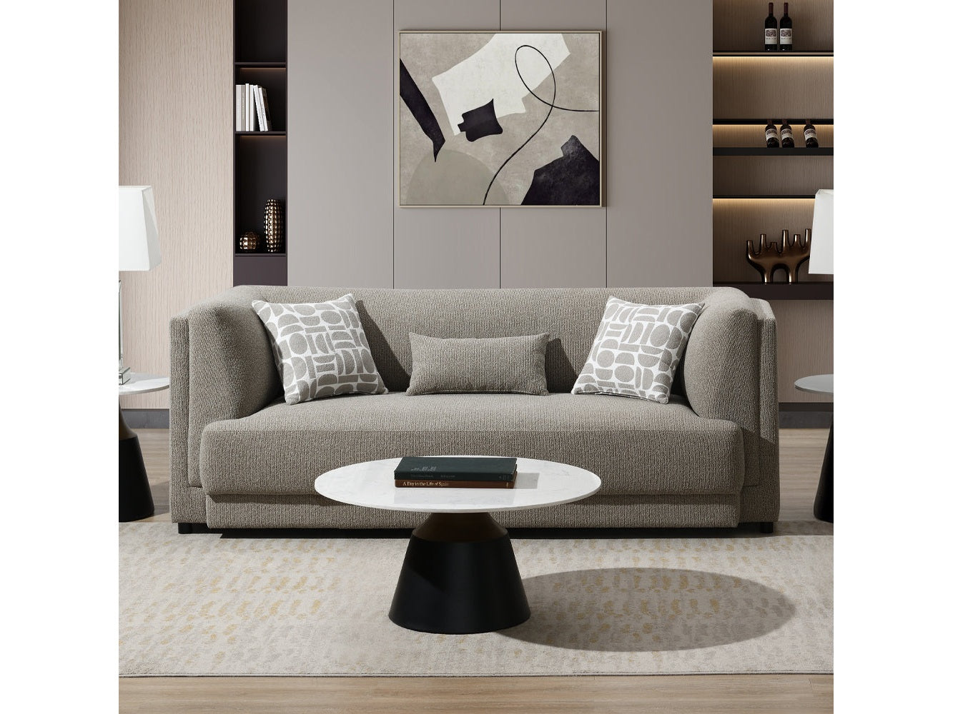 Glenda Gray Sofa w/3 Pillows - Ornate Home