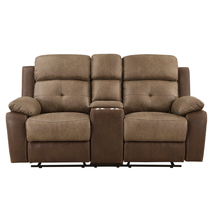 Glendale Brown Double Glider Reclining Loveseat - Ornate Home