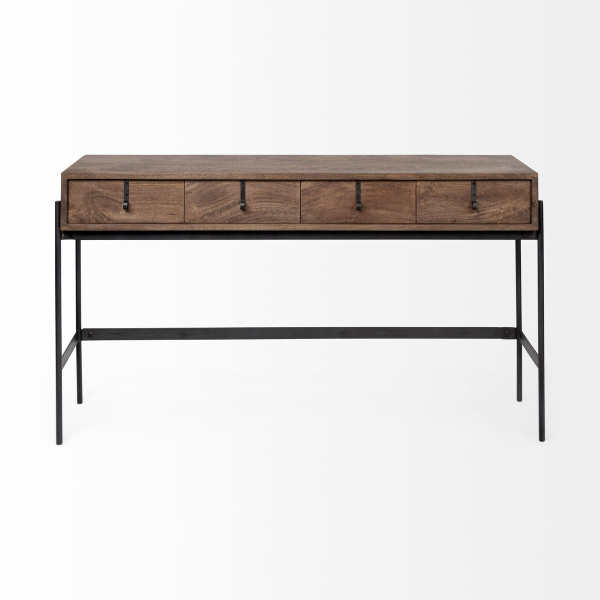 Glenn Dark Brown/Black Wood 4 Drawer Console Table - Ornate Home