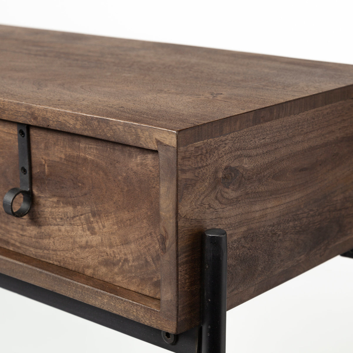 Glenn Dark Brown/Black Wood 4 Drawer Console Table - Ornate Home