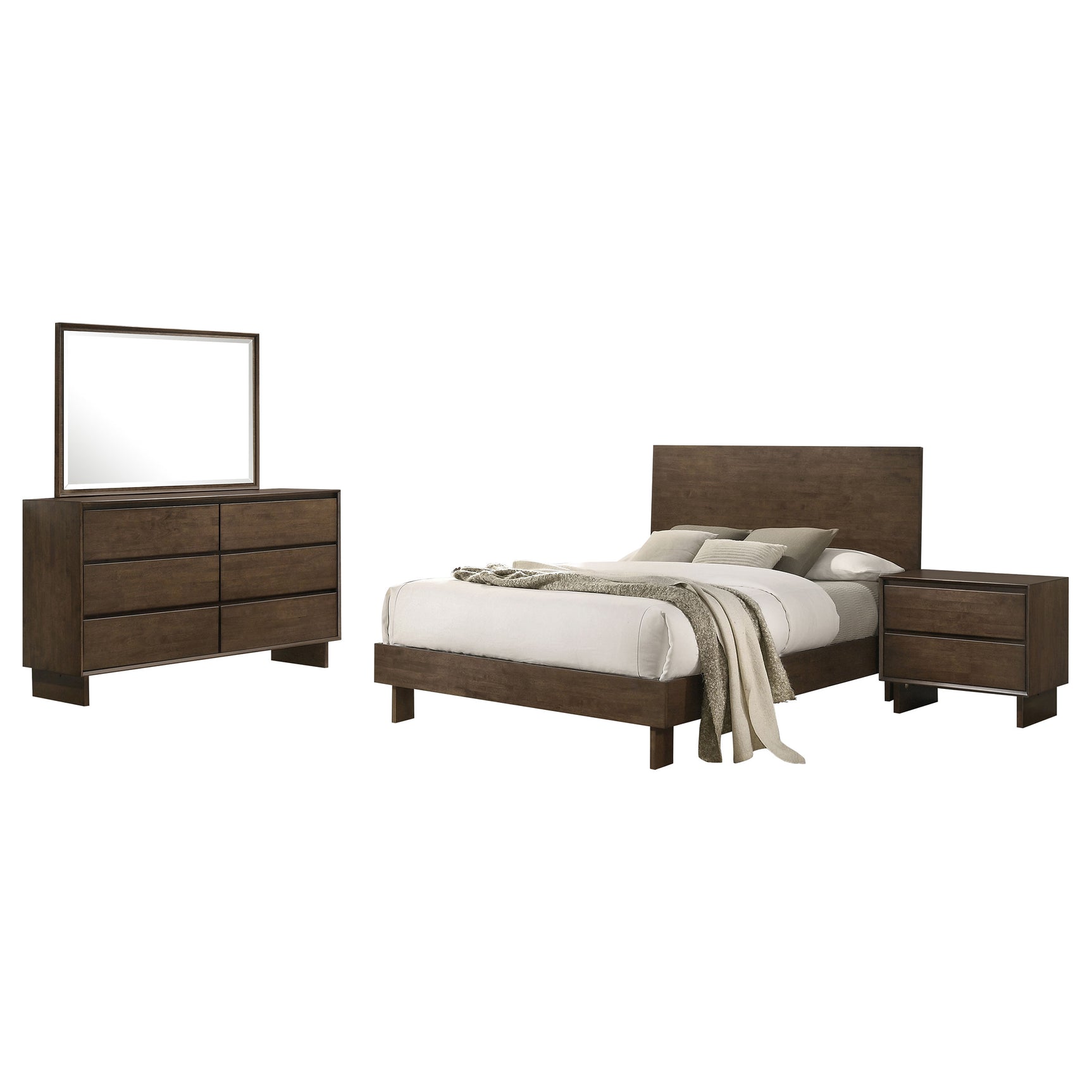 Glenwood Warm Brown 4-piece Queen Bedroom Set - Ornate Home