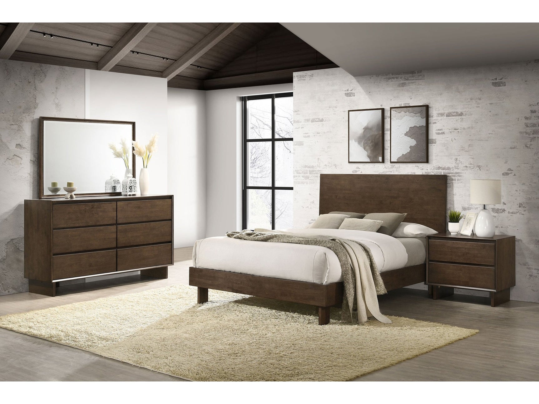 Glenwood Warm Brown Eastern King 4-piece Bedroom Set - Ornate Home
