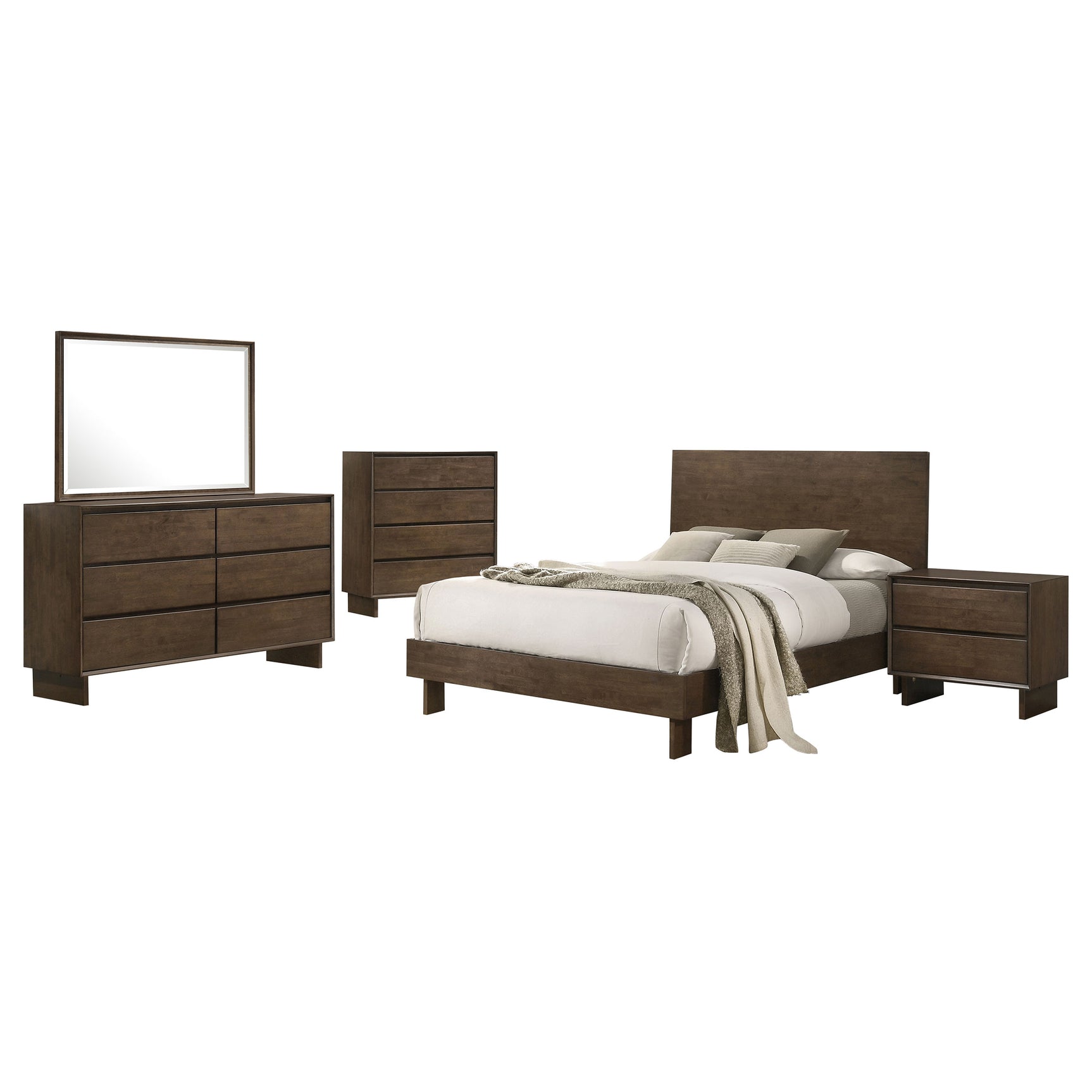 Glenwood Warm Brown Eastern King 5-piece Bedroom Set - Ornate Home