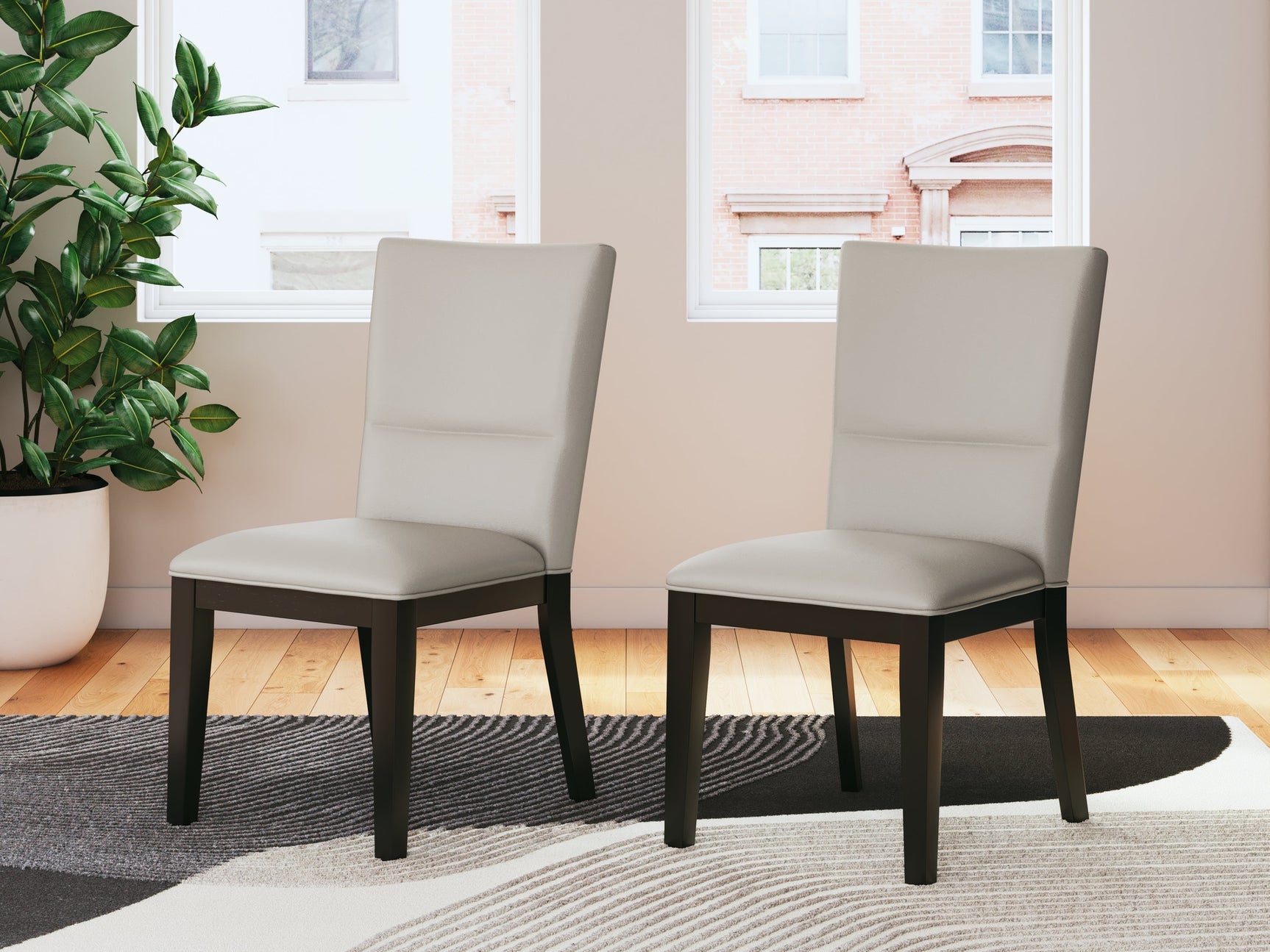 Glinari Taupe/Black Dining Chair (Set of 2) - Ornate Home