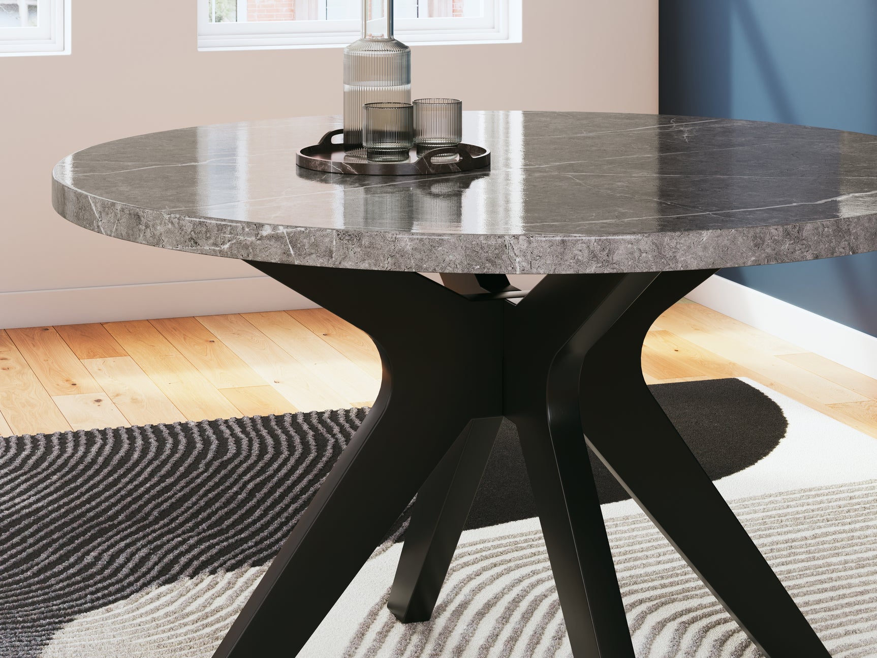 Glinari Taupe/Black Dining Table - Ornate Home