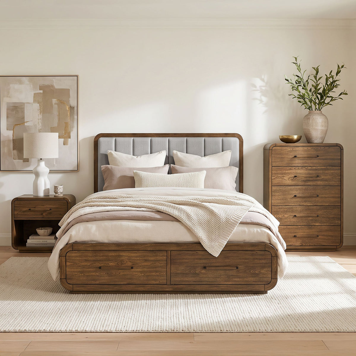 Glinda Brown 3-Piece King Storage Bedroom Set with 2 Nightstands - Ornate Home