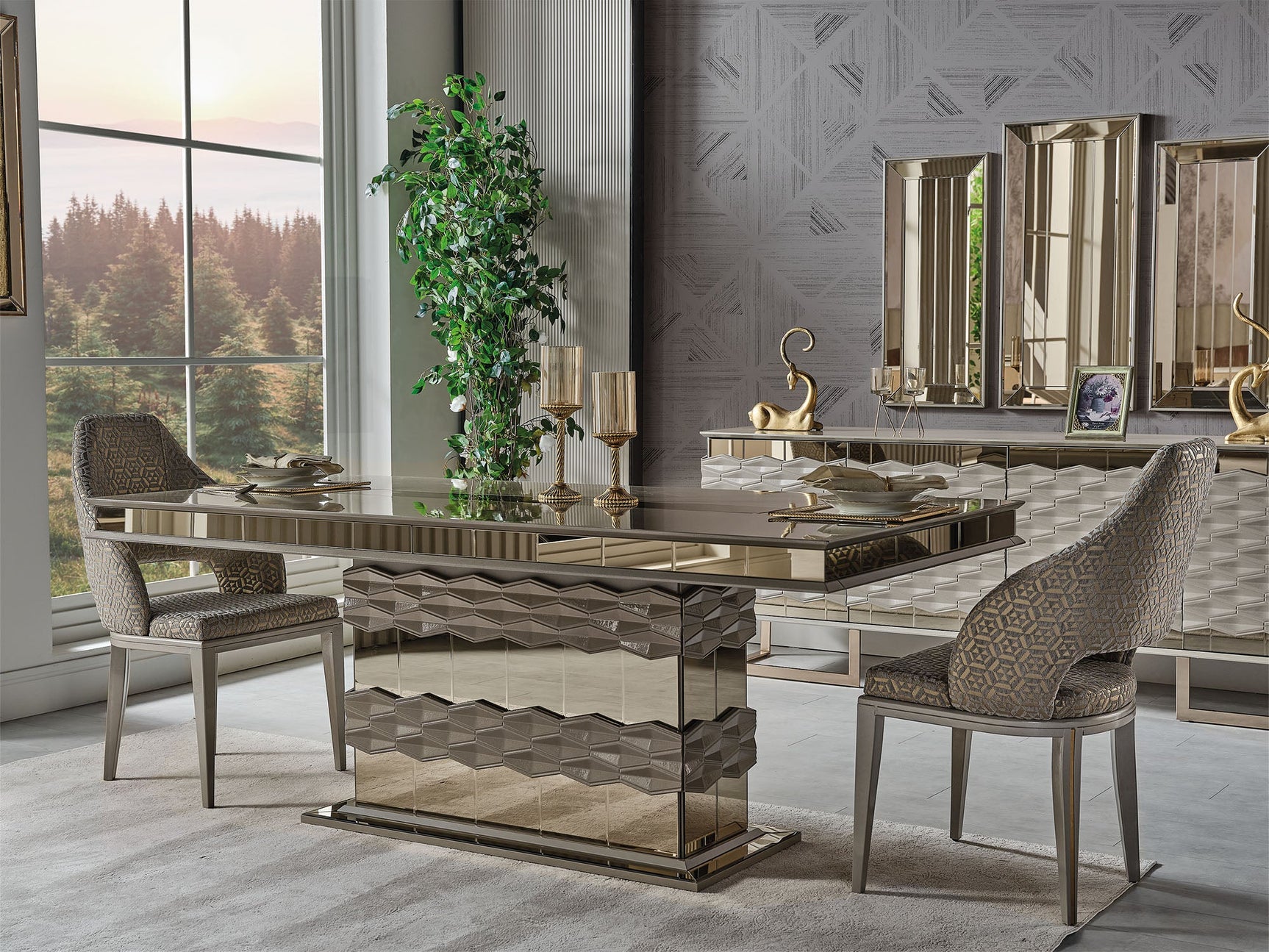 Gokce Light Brown Dining Table