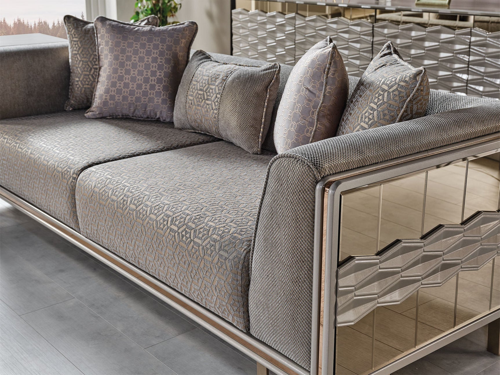 Gokce Grey 4-pieces (2 Sofa & 2 Chair) Living Room Set