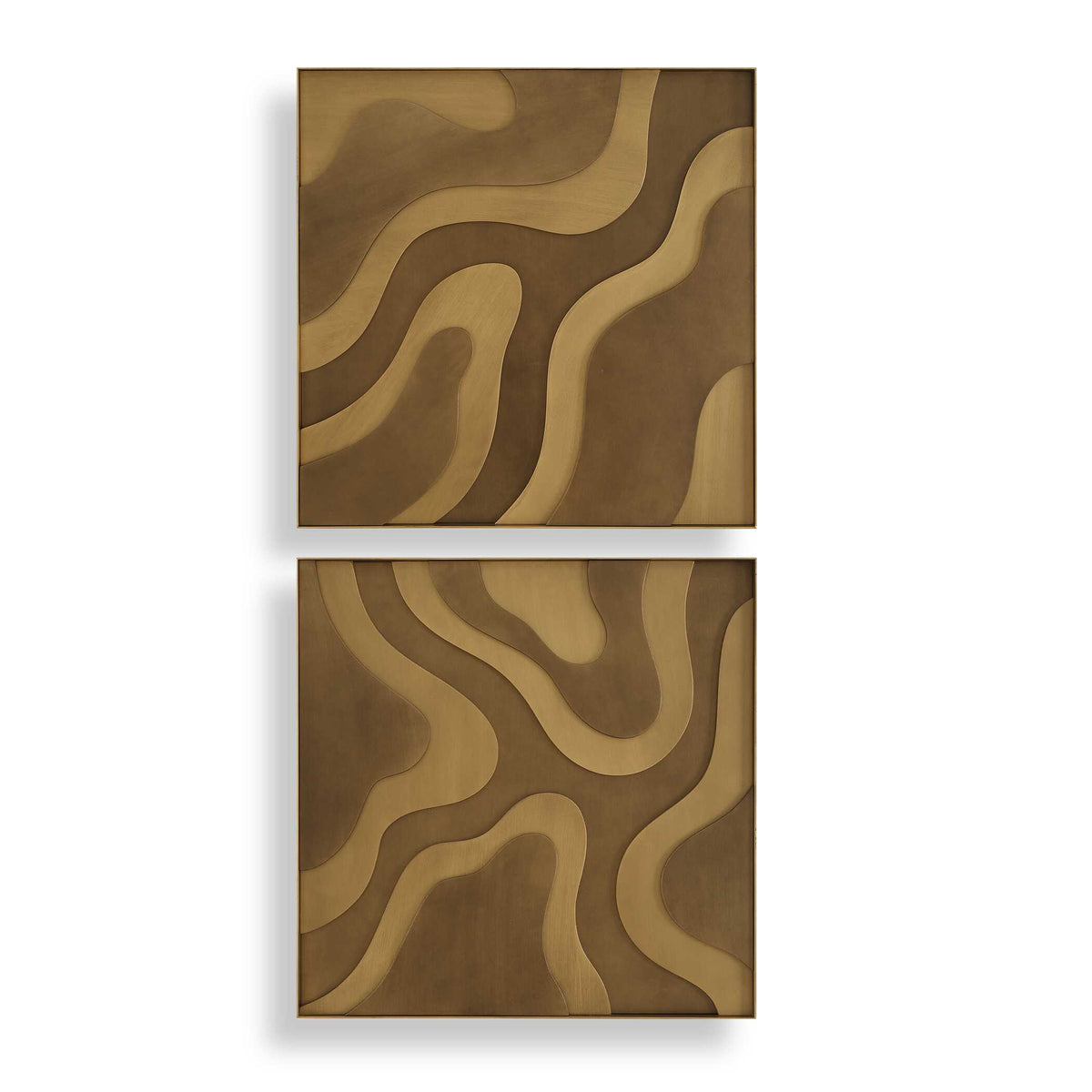 Golden Terrain Brown/Gold Wooden Wall Decor (Set of 2) - Ornate Home