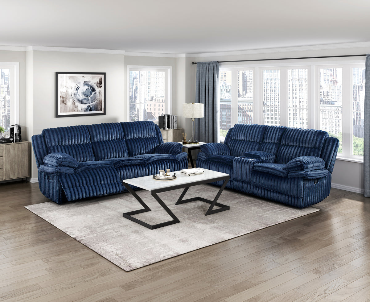 Goodland Blue Double Reclining Sofa - Ornate Home