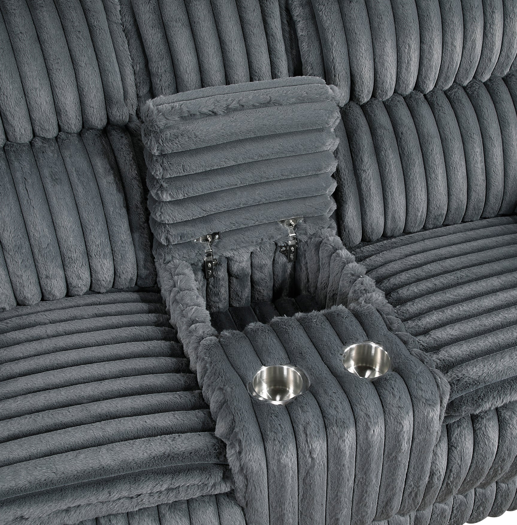 Goodland Dark Gray Double Reclining Loveseat w/ Center Console - Ornate Home