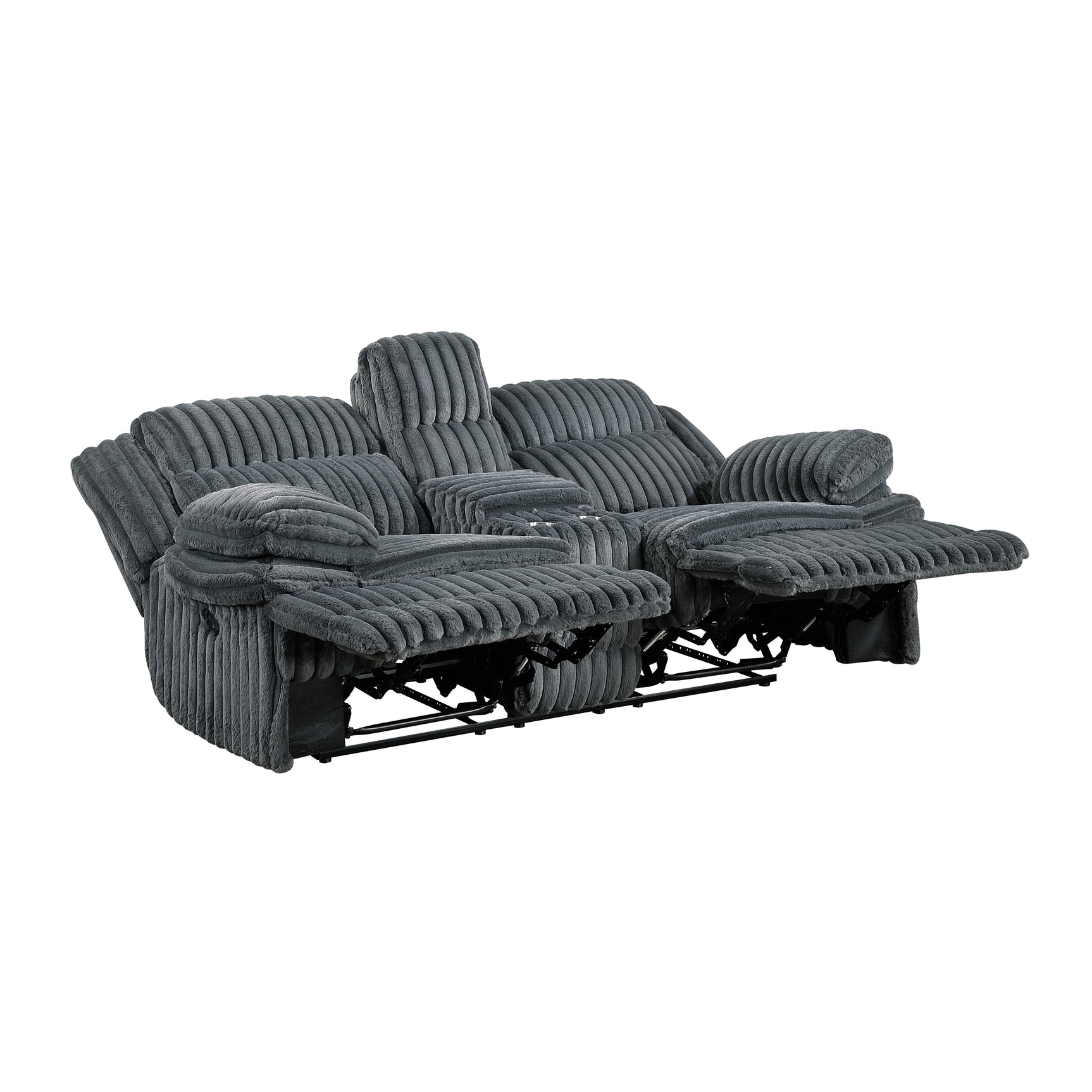 Goodland Dark Gray Double Reclining Loveseat w/ Center Console - Ornate Home