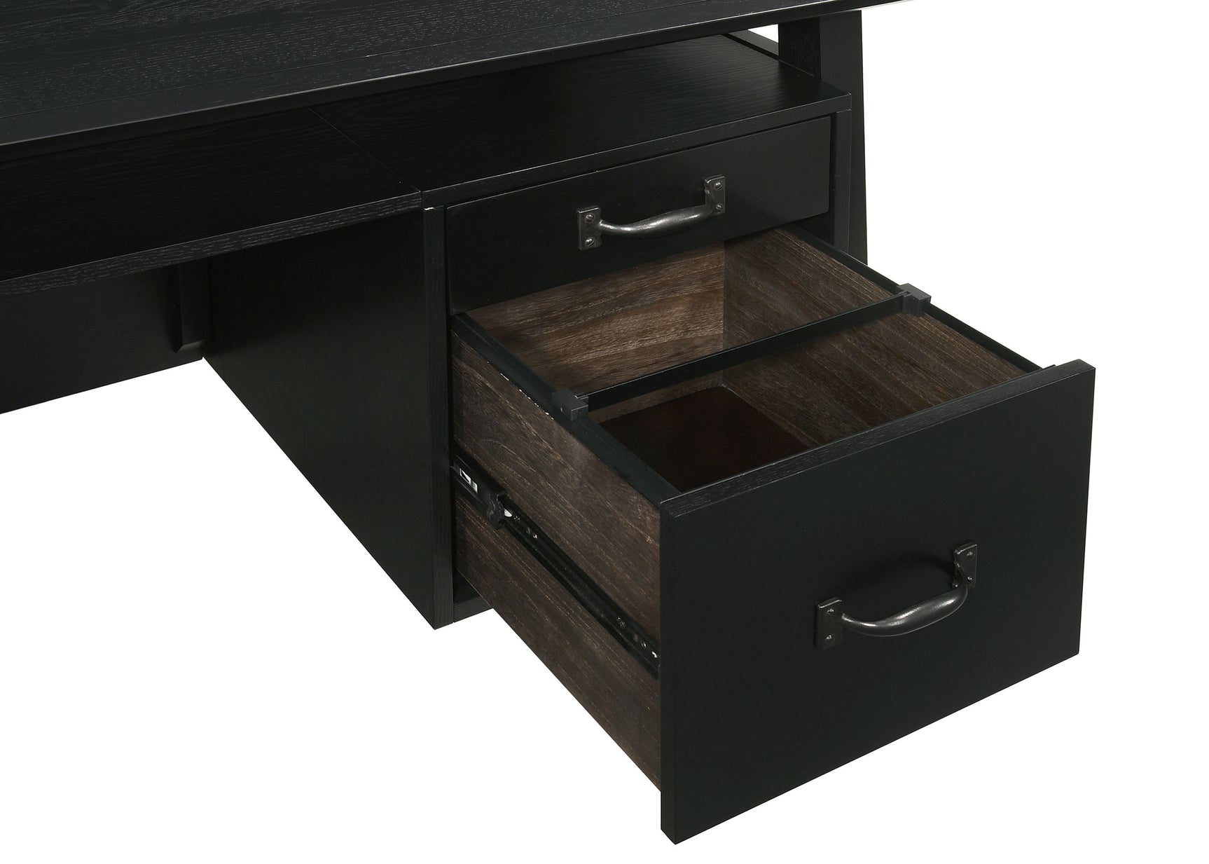 Goodson Black 64-inch 4-Drawer Double Pedestal Computer Desk - Ornate Home