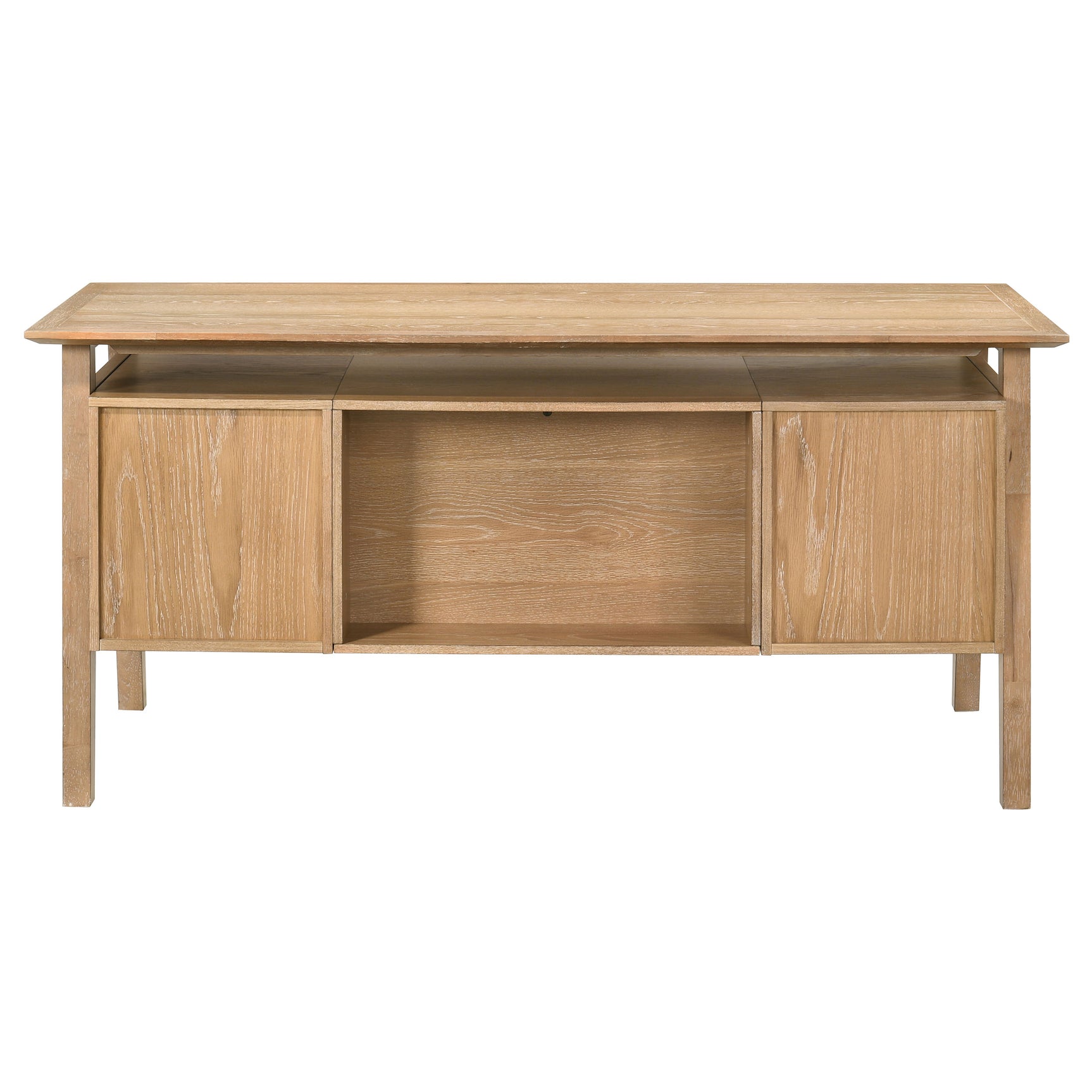 Goodson Distressed Light Brown 64-inch 4-Drawer Double Pedestal Computer Desk - Ornate Home