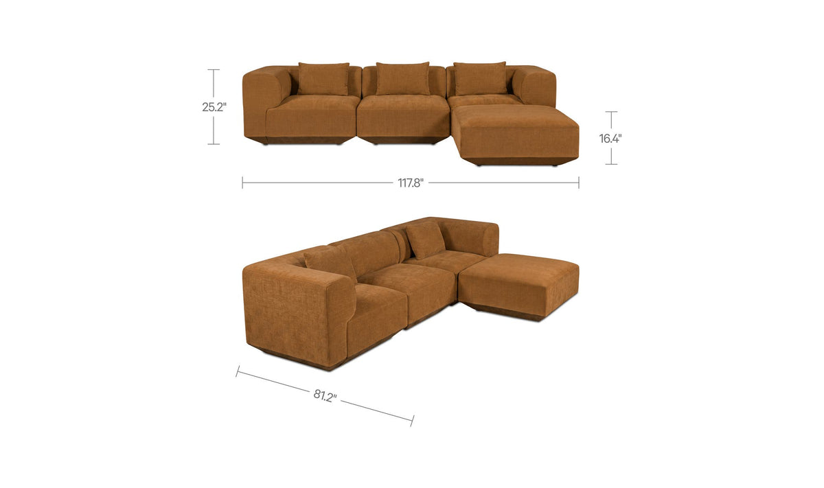 Goodwin Cognac Lounge Modular Sectional - Ornate Home