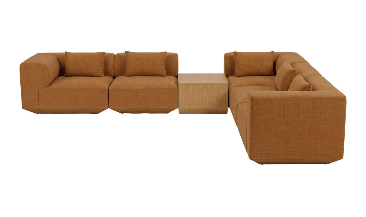 Goodwin Cognac With Side Table Classic L Modular Sectional - Ornate Home