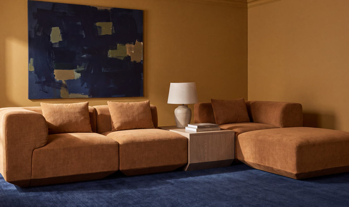 Goodwin Cognac With Side Table Lounge Modular Sectional - Ornate Home