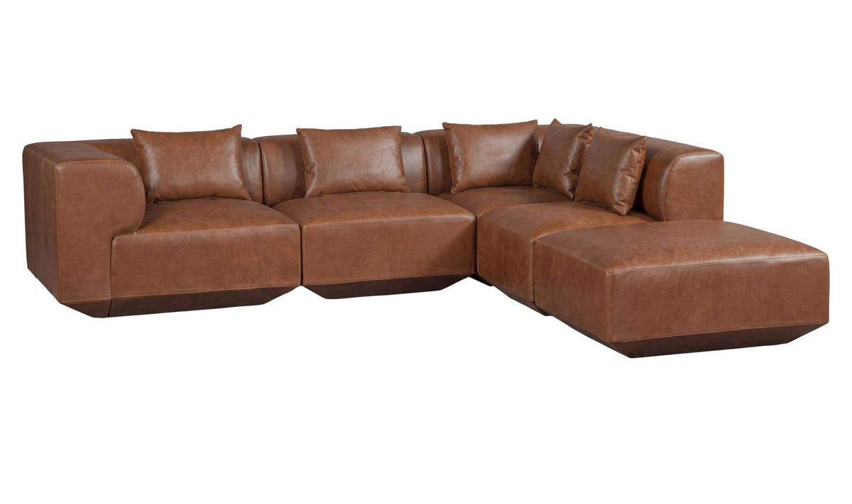 Goodwin Dark Brown Leather Dream Modular Sectional - Ornate Home