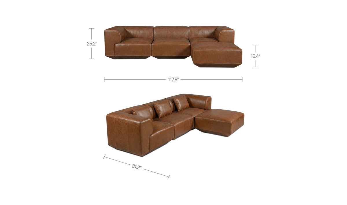 Goodwin Dark Brown Leather Lounge Modular Sectional - Ornate Home